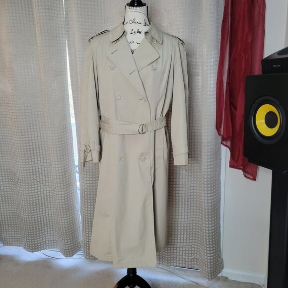 Vintage Khaki Tan London Fog Trench Coat - Size14P - Picture 11 of 12
